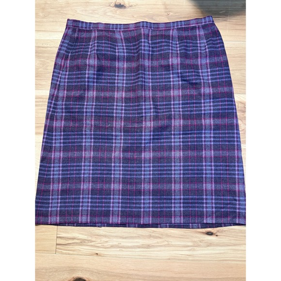 Pendleton Dresses & Skirts - Pendleton Plaid Skirt Women 18W Blue Purple Wool Lined Side Button Midi USA